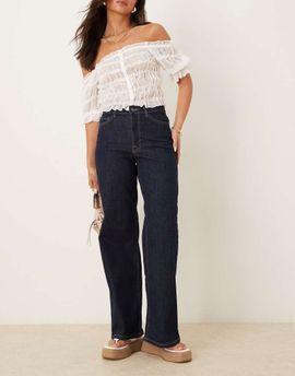 JDY JDY Felina high waist wide leg jeans in rinse blue denim