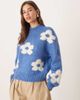JDY JDY flower placement sweater in blue - 1