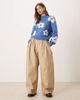 JDY JDY flower placement sweater in blue - 3