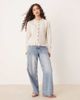 JDY JDY frill details knit cardigan in cream-White - 4