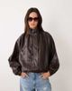 JDY JDY funnel neck faux leather bomber jacket in brown - 1