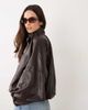 JDY JDY funnel neck faux leather bomber jacket in brown - 4