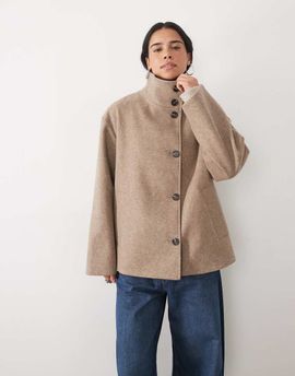 JDY JDY high neck cape jacket in beige-Neutral
