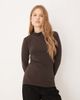JDY JDY high neck top in dark chocolate brown - 1