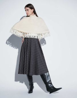 JDY JDY high waist pleated midi skirt in navy checks
