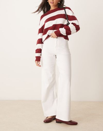 JDY JDY Iris high waist wide leg jeans in white