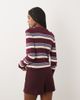JDY JDY knit cardigan in burgundy stripe-Red - 4