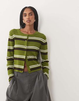 JDY JDY knit cardigan in green stripe