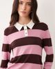 JDY JDY knit polo shirt in dark brown stripes - 1