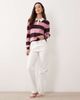 JDY JDY knit polo shirt in dark brown stripes - 2