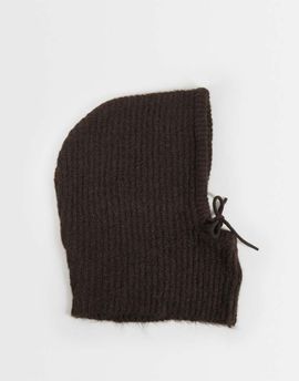 JDY JDY knitted hooded bonnet in dark brown