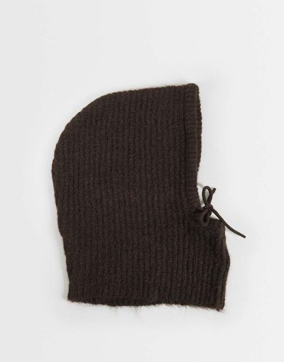 JDY JDY knitted hooded bonnet in dark brown