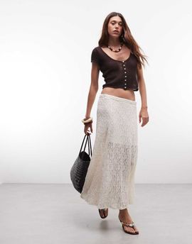JDY JDY lace maxi skirt in cream-White