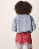 JDY JDY lightweight cropped denim jacket with studs in light wash blue - 3