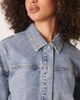 JDY JDY lightweight cropped denim jacket with studs in light wash blue - 4