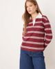 JDY JDY long sleeve polo shirt in burgundy with white stripes-Red - 2