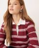 JDY JDY long sleeve polo shirt in burgundy with white stripes-Red - 3