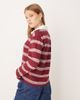 JDY JDY long sleeve polo shirt in burgundy with white stripes-Red - 4