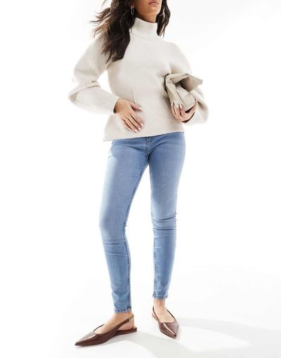 JDY JDY Moon high waist skinny jeans in mid blue