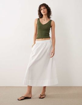 JDY JDY poplin midaxi skirt in white