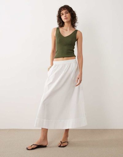 JDY JDY poplin midaxi skirt in white