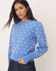 JDY JDY relaxed fit knit sweater in blue textured polka dot - 1