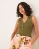 JDY JDY ribbed sleeveless polo shirt in khaki green - 1