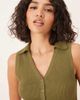 JDY JDY ribbed sleeveless polo shirt in khaki green - 3
