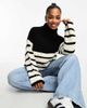 JDY JDY roll neck sweater in black and white stripe - 2