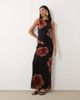 JDY JDY ruched mesh skirt with floral print in black - part of a set - 2