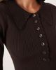 JDY JDY scallop trim knit polo in chocolate brown - 3