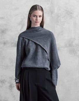JDY JDY scarf detail knit sweater in dark gray