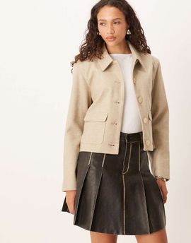 JDY JDY short dressy jacket in beige-Neutral