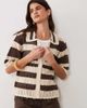 JDY JDY short sleeve crochet cardigan in brown stripes - 1