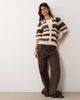 JDY JDY short sleeve crochet cardigan in brown stripes - 3