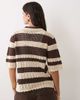 JDY JDY short sleeve crochet cardigan in brown stripes - 4