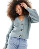 JDY JDY slouchy long sleeve cardigan in sage-Green - 1