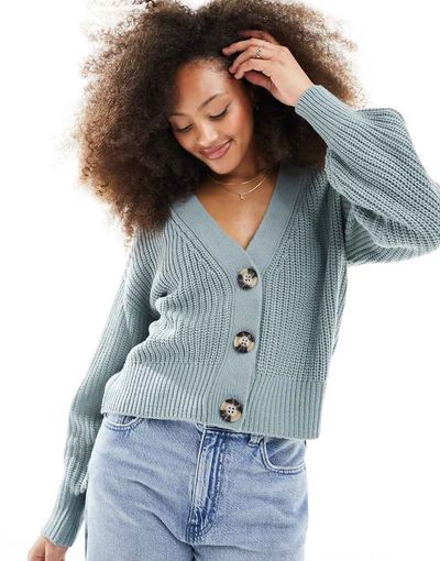 JDY JDY slouchy long sleeve cardigan in sage-Green