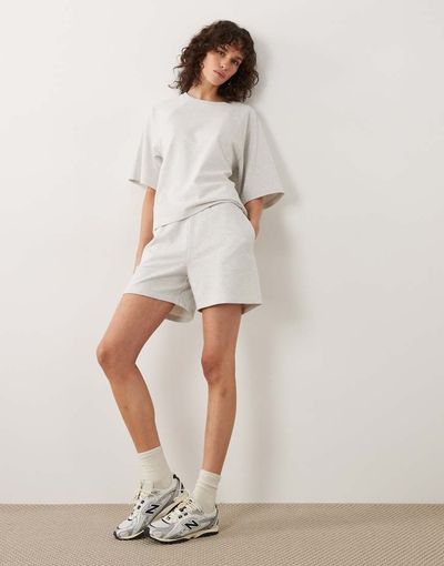 JDY JDY sweatshirt fabric shorts in light heather gray - part of a set