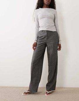 JDY JDY tailored high waist straight leg pants in dark gray