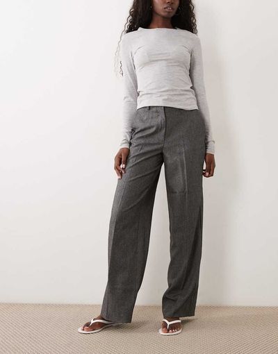JDY JDY tailored high waist straight leg pants in dark gray