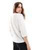 JDY JDY textured 3/4 sleeve shirt in off white - 2