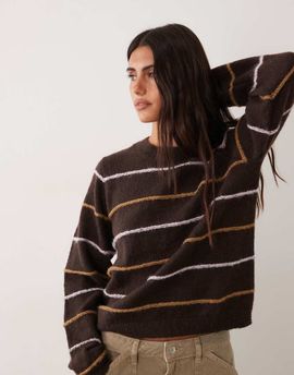 JDY JDY textured stripes knit sweater in brown
