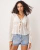 JDY JDY tie front broderie detail top in white - 1