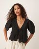 JDY JDY tie front eyelet cropped blouse in black - 1