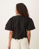 JDY JDY tie front eyelet cropped blouse in black - 2