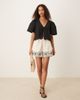JDY JDY tie front eyelet cropped blouse in black - 4