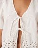 JDY JDY tie front eyelet cropped blouse in white - 3