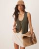JDY JDY tie front reversible knitted tank top in khaki-Green - 1