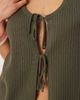JDY JDY tie front reversible knitted tank top in khaki-Green - 4